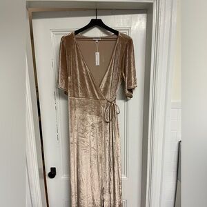 Baltic Born tan velvet long wrap dress - women’s size 1X